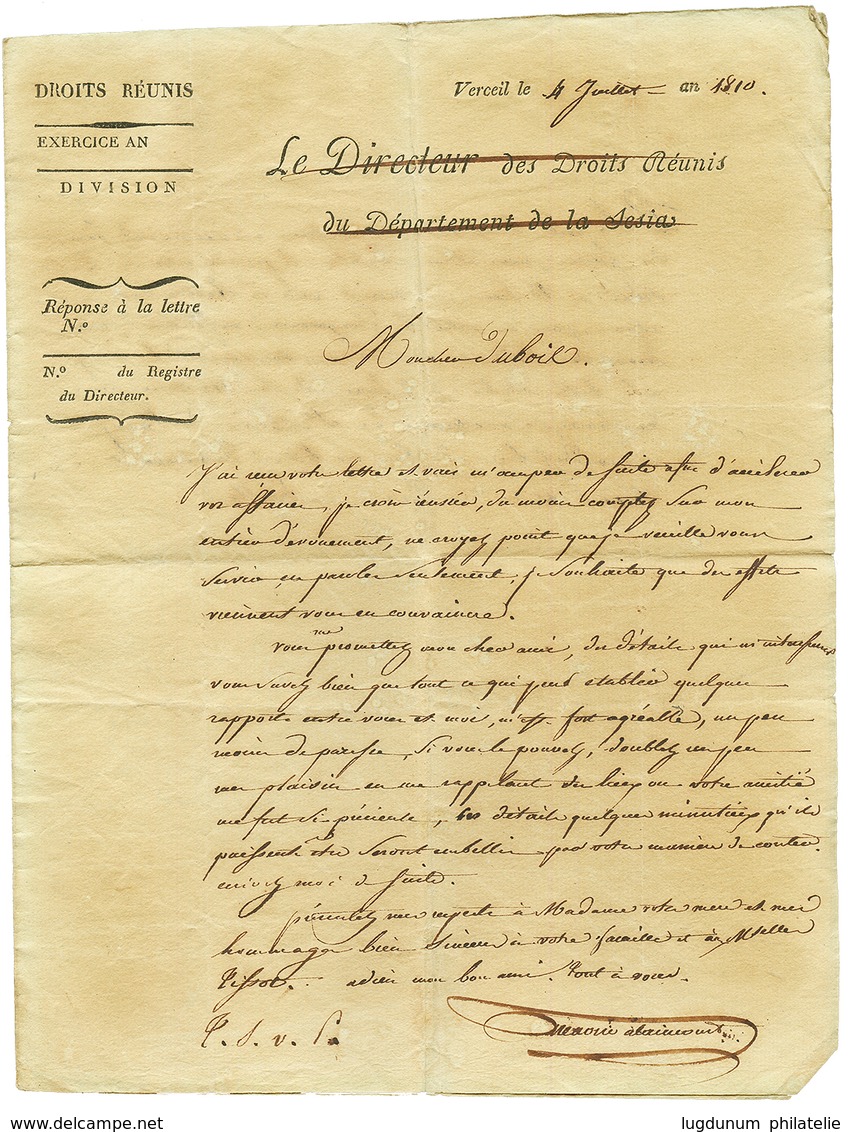 1810 P.107.P VERCEIL Sur Lettre Avec Texte Pour GENEVE (SUISSE). Superbe. - 1792-1815: Conquered Departments