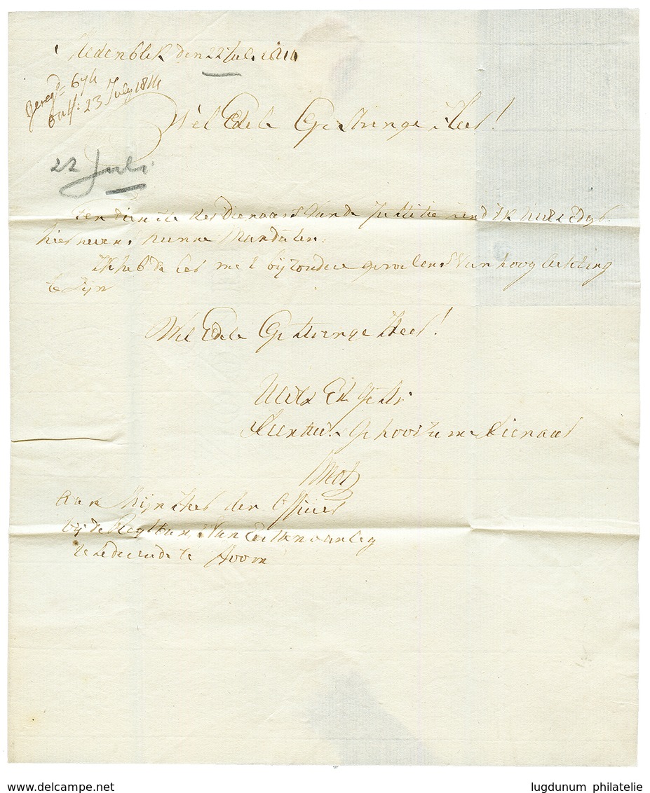 1814 Rare Cachet 118 MEDENBLICK Sur Lettre Avec Texte Pour HOORN. RARE. Superbe. - 1792-1815 : Departamentos Conquistados