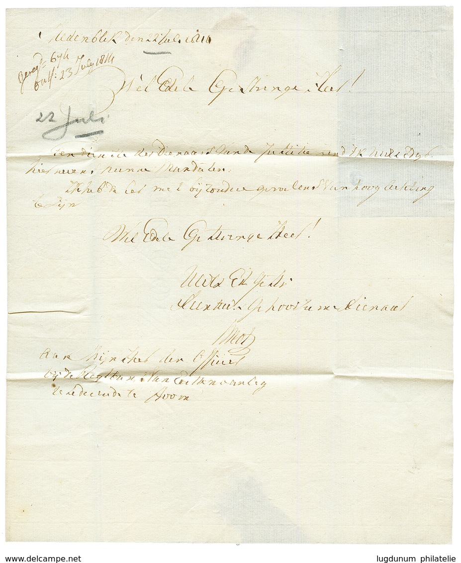 1814 Rare Cachet 118 MEDENBLICK Sur Lettre Avec Texte Pour HOORN. RARE. Superbe. - 1792-1815: Conquered Departments