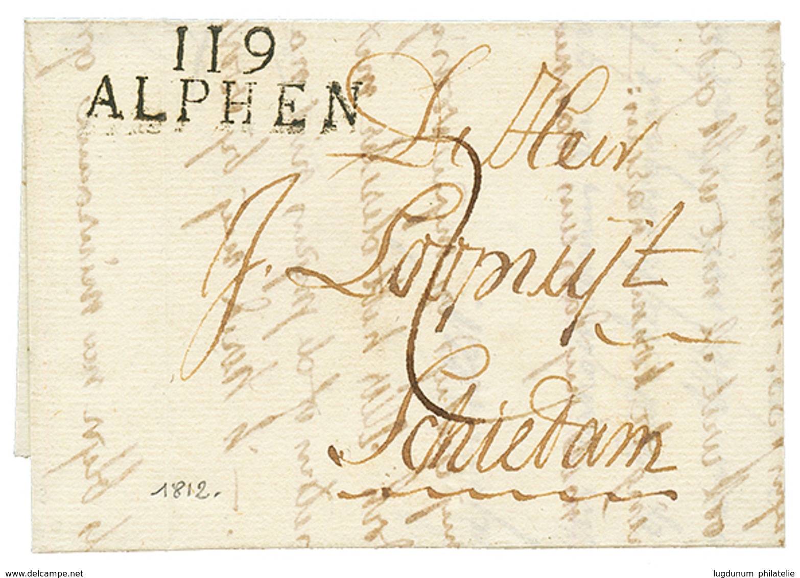 1812 119 ALPHEN Sur Lettre Pour SCHIEDAM. Superbe. - 1792-1815: Conquered Departments