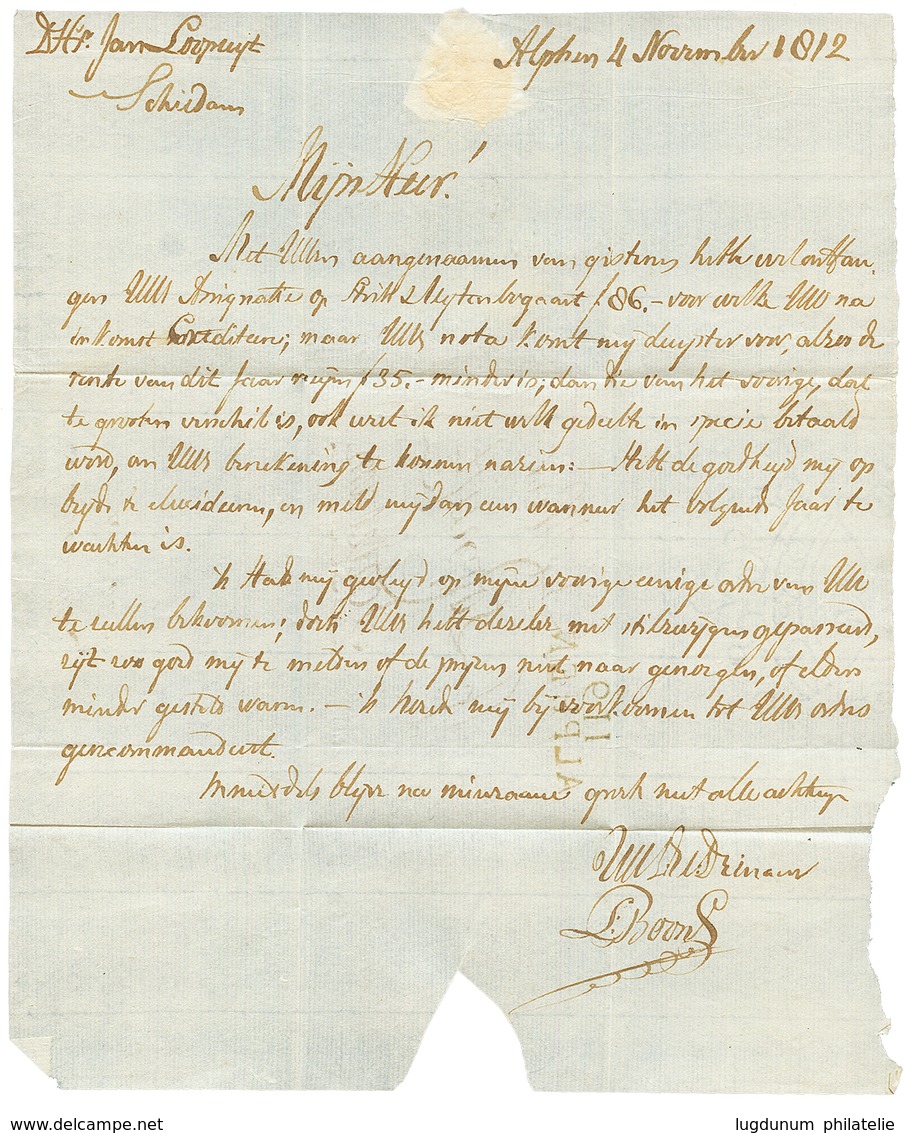 1812 119 ALPHEN Sur Lettre Pour SCHIEDAM. Superbe. - 1792-1815 : Departamentos Conquistados