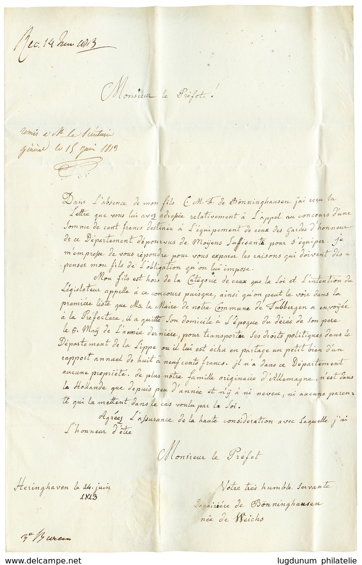 1813 P.120.P ALMLO En Rouge Sur Lettre Pour ZWOLL. RARE Et Superbe. - 1792-1815 : Departamentos Conquistados