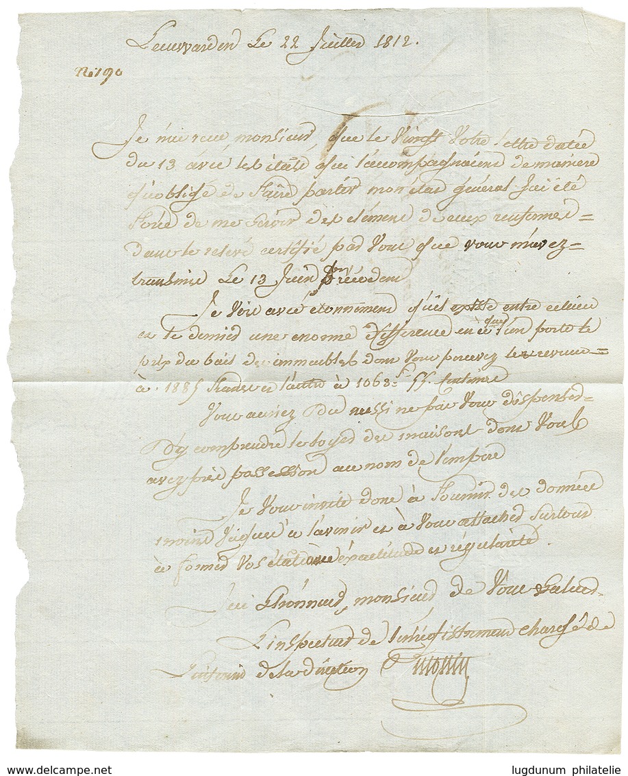 1812 122 HEERENVEEN Sur Lettre Pour OUDEBERKOOP. Superbe. - 1792-1815: Conquered Departments