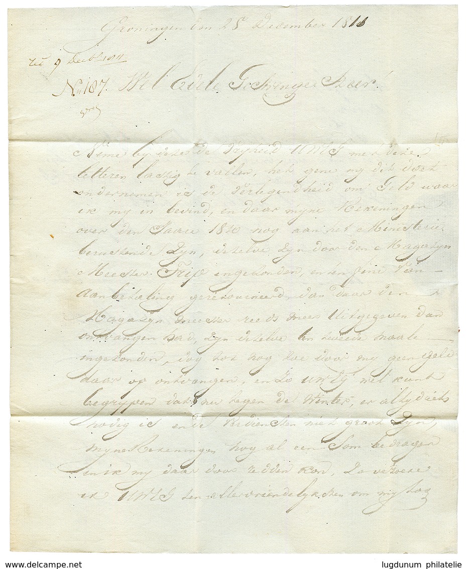 1811 P.123.P GRONINGUE En Rouge Sur Lettre Avec Texte Pour AMSTERDAM. RARE. Superbe. - 1792-1815: Conquered Departments