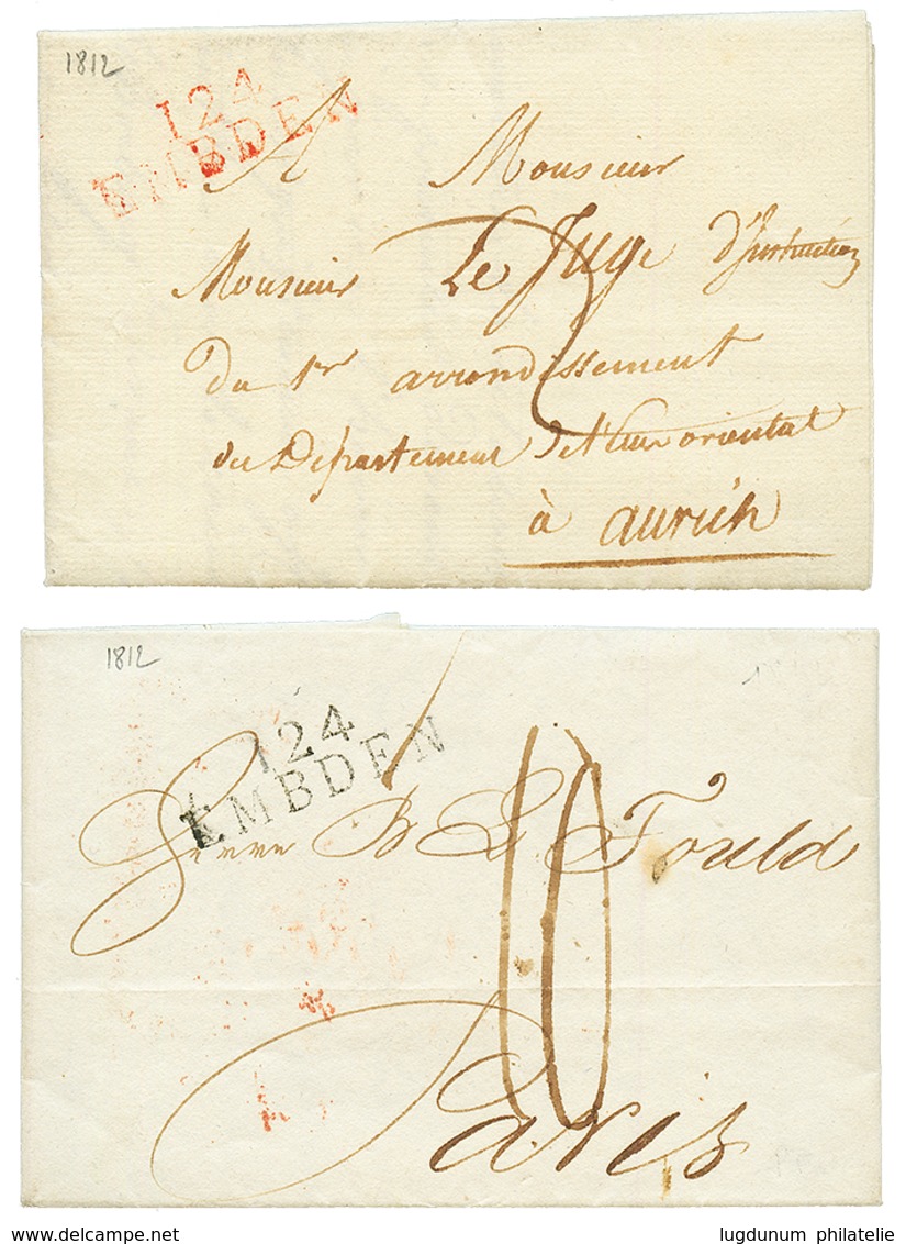 1812 2 Lettres Avec 124 EMBDEN En Noir Et En Rouge. TTB. - 1792-1815 : Departamentos Conquistados