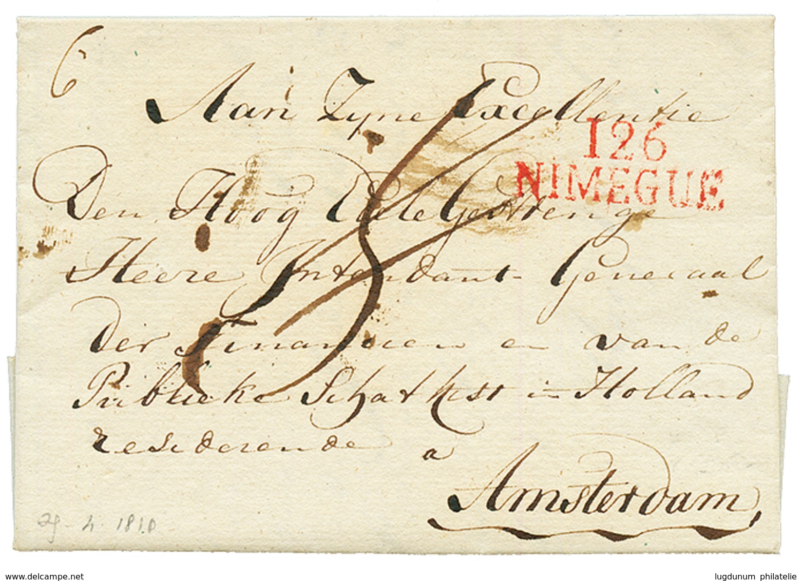 1811 126 NIMEGUE En Rouge Sur Lettre Pour AMSTERDAM. TTB. - 1792-1815 : Departamentos Conquistados