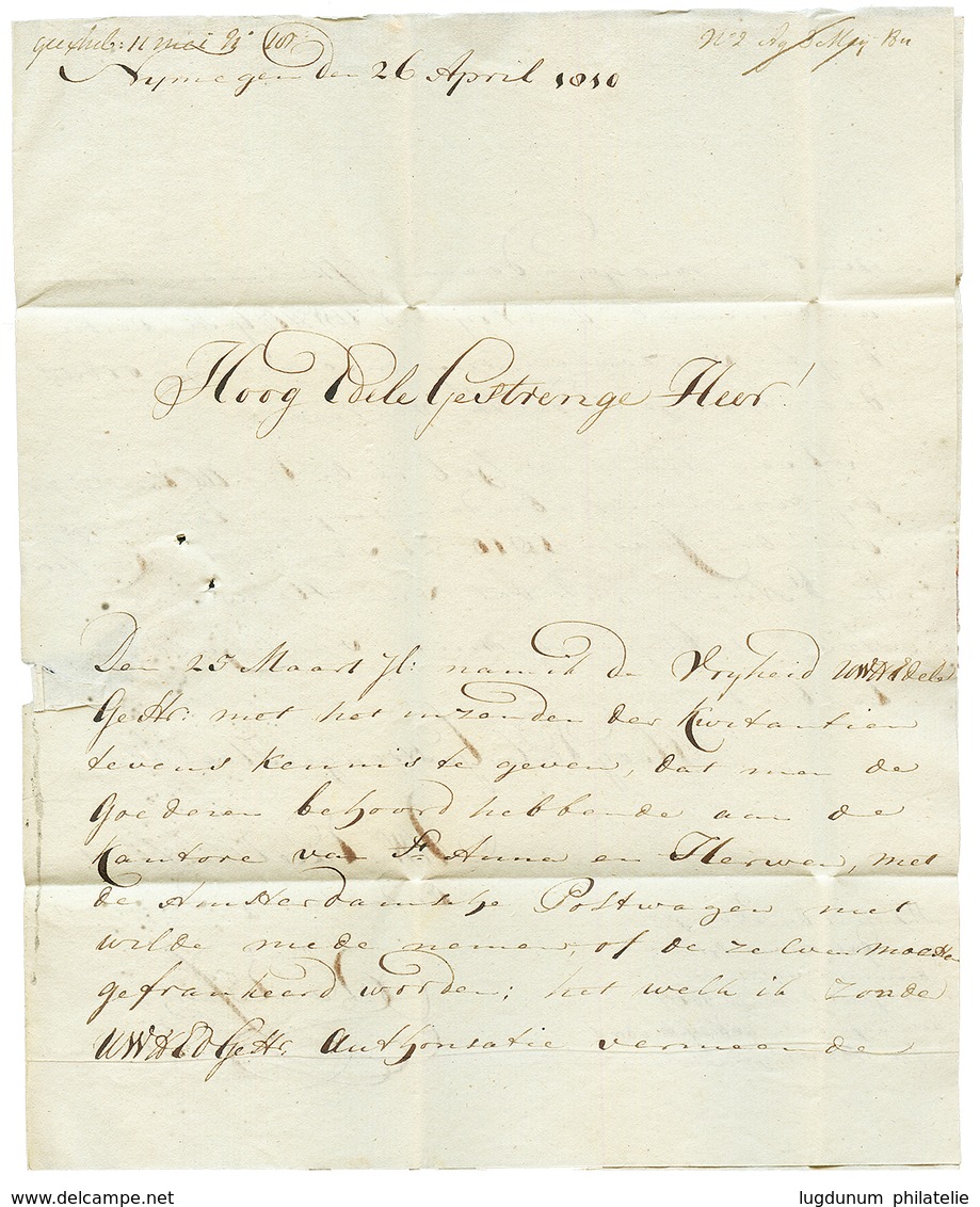 1811 126 NIMEGUE En Rouge Sur Lettre Pour AMSTERDAM. TTB. - 1792-1815 : Departamentos Conquistados