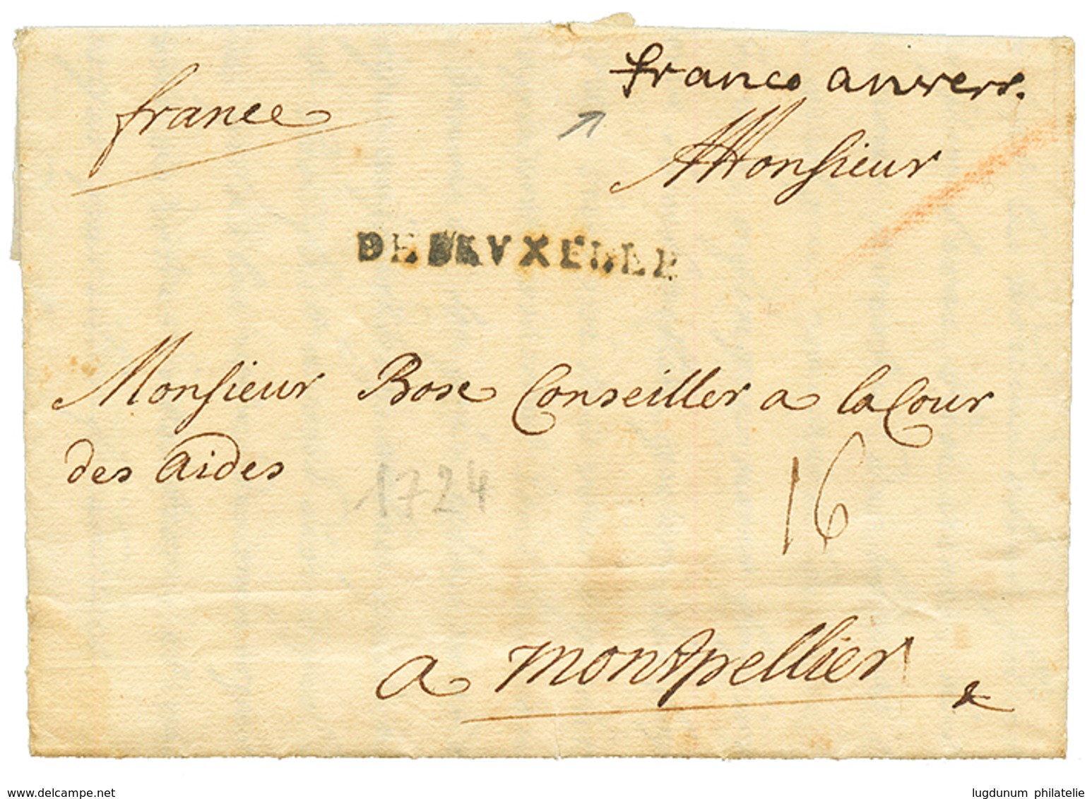 1724 DE BRUXELLES + "FRANCO ANVERS" Manuscrit Sur Lettre Avec Texte De BOIS LE DUC Pour La FRANCE. TTB. - Marques D'entrées