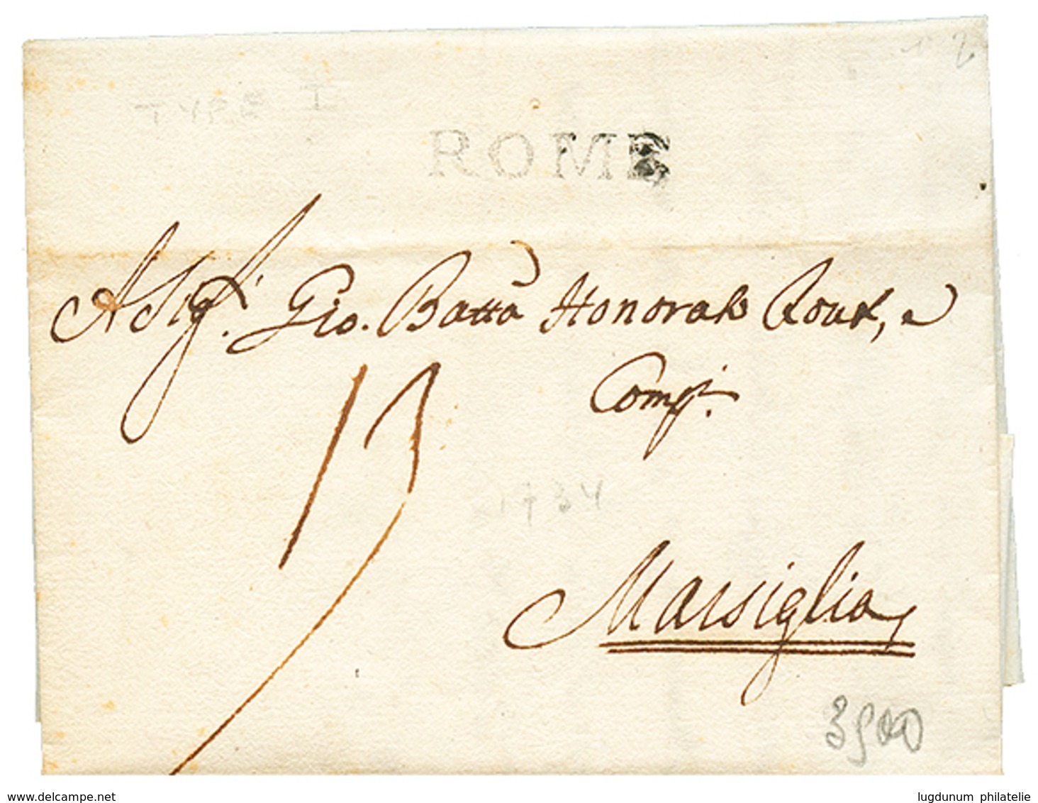 1734 Cachet ROME Sur Lettre Avec Texte Pour La FRANCE. Rare à Cette Date. Superbe. - Entry Postmarks