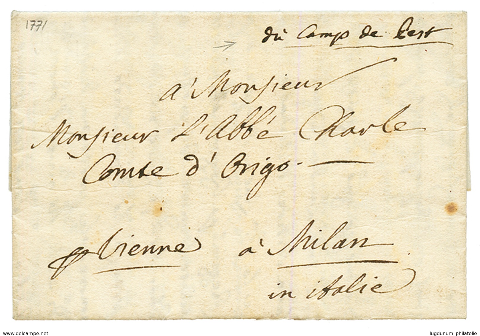 "CAMP De PEST (HONGRIE)" : 1771 "Du CAMP De PEST Manuscrit+ "P. VIENNE" Sur Lettre Avec Texte Daté "CAMPO DI PEST" Pour  - Sellos De La Armada (antes De 1900)