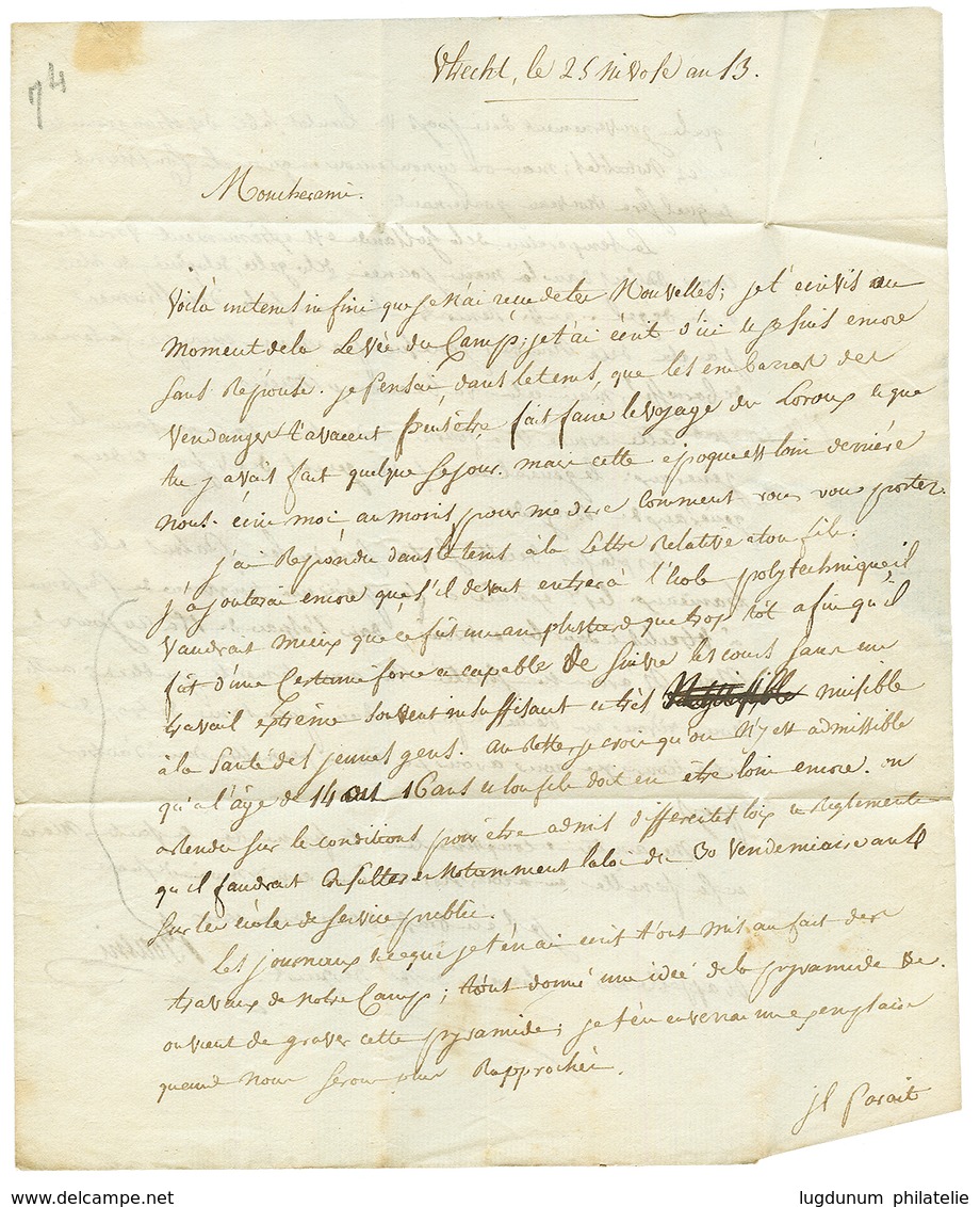 An 13 HOLLANDE TROUPES Faises En Rouge Sur Lettre Avec Texte Daté "UTRECHT" Pour La FRANCE. TTB. - Sellos De La Armada (antes De 1900)