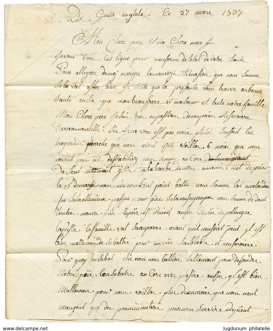 1807 N°7 GRANDE ARMEE Rouge Sur Lettre(pd) Avec Texte Daté "GOUTTE TENGLATE ?". TB. - Sellos De La Armada (antes De 1900)