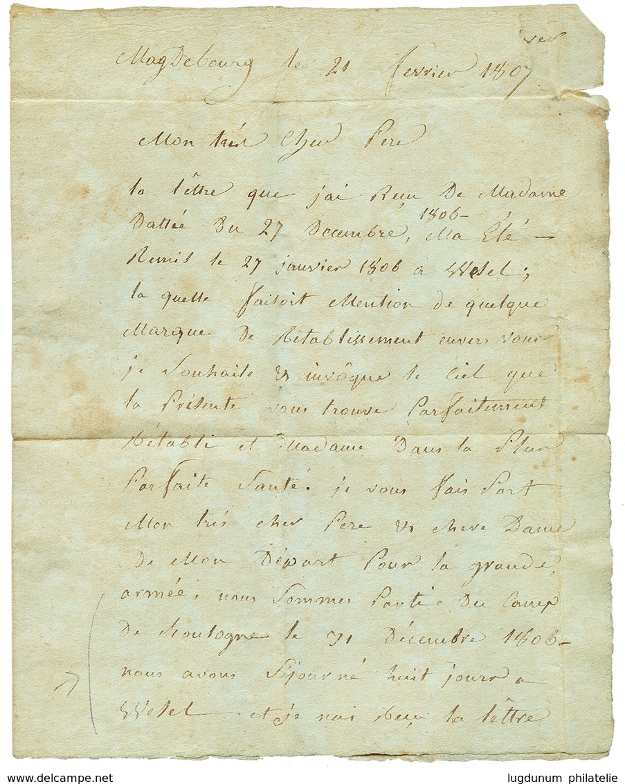 1807 N°50 GRANDE ARMEE Sur Lettre Avec Texte Daté "MAGDEBOURG" Pour La FRANCE. TB Texte "Nous Sommes Parti Du CAMP De BO - Legerstempels (voor 1900)