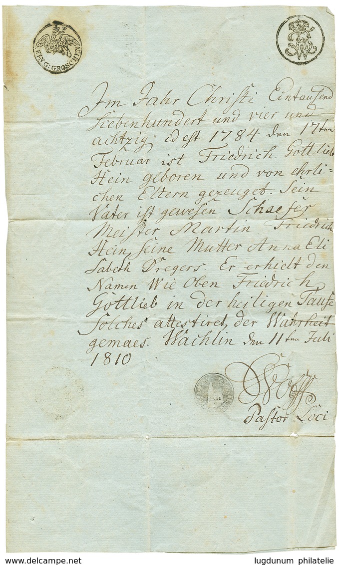 1810 N°14 ARM. D' ALLEMAGNE En Rouge Sur Lettre Avec Texte De "WAIHLIN" Pour La FRANCE. TTB. - Sellos De La Armada (antes De 1900)