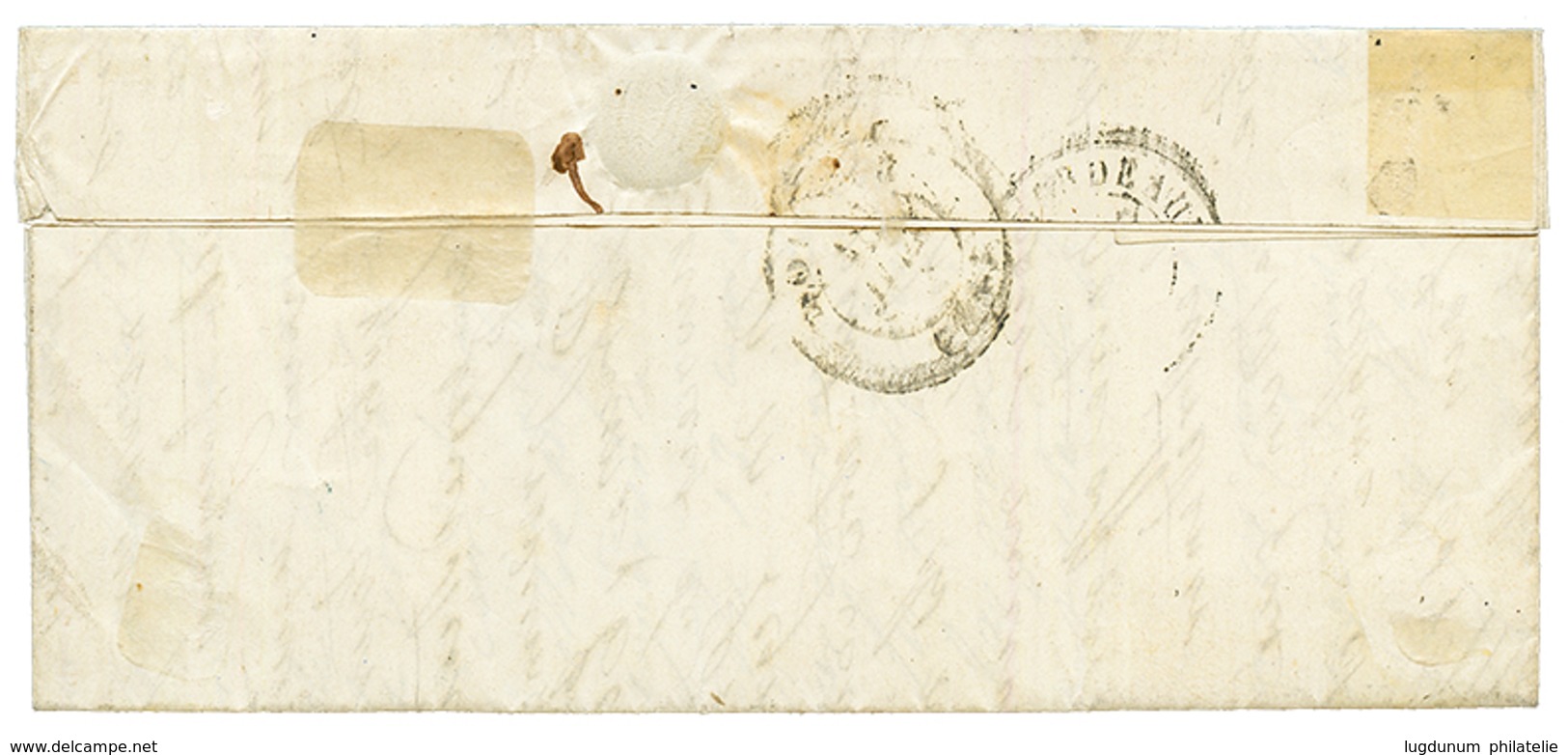 1855 20c BLEU SUR VERT (n°14d) TB Margé Sur Lettre De VILLENEUVE-DE-MARSAN. Signé SCHELLER. TB. - 1853-1860 Napoleone III