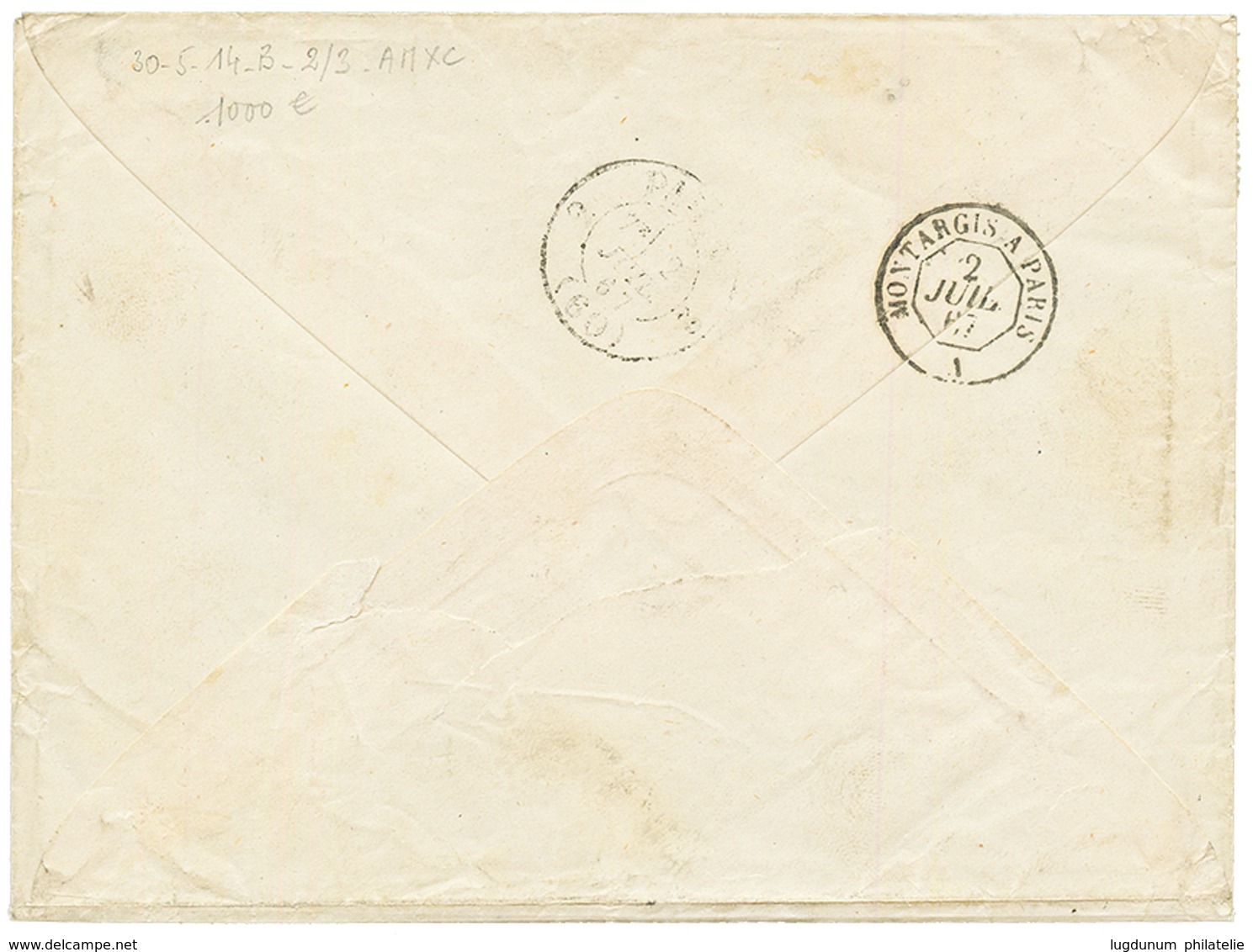 "TÊTE-BÊCHE" : 1867 Paire TÊTE-BÊCHE Du 20c (n°22b) Obl. GC 3655 + T.15 ST HAON-LE-CHATEAU Sur Enveloppe Pour PARIS. Une - 1863-1870 Napoleone III Con Gli Allori