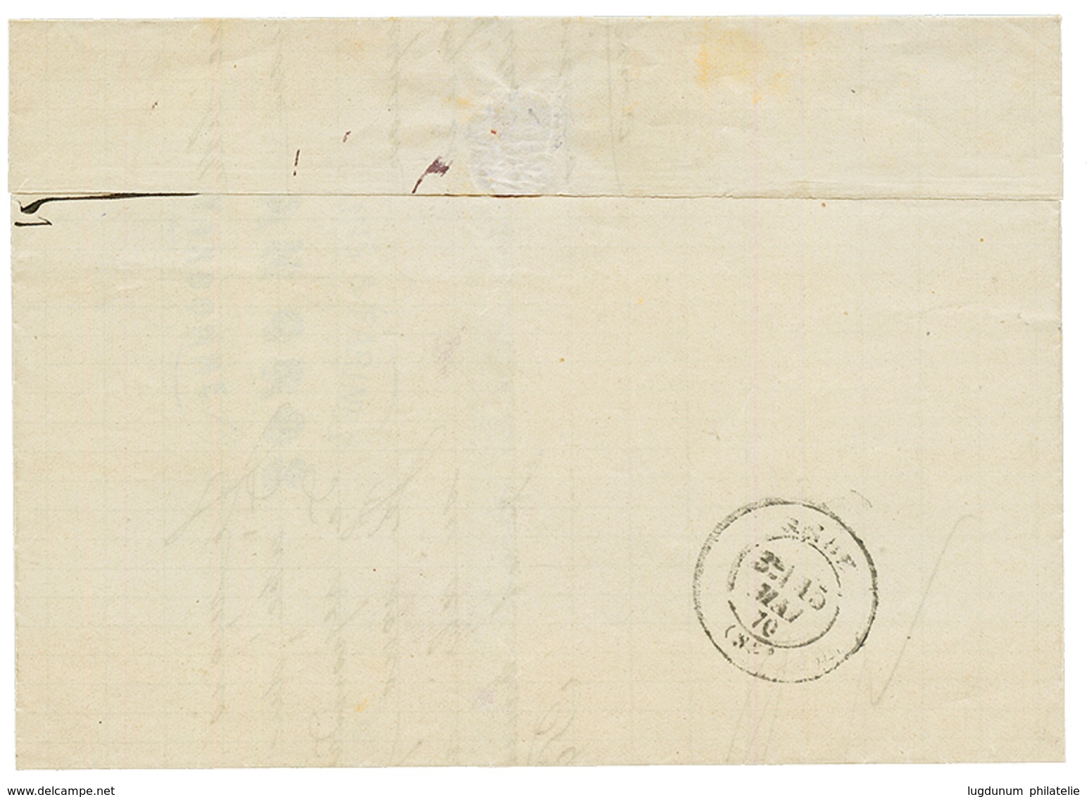 "Variété AUX ABEILLES" : 1870 20c (n°29c) Variété AUX ABEILLES Sur Lettre De NARBONNE. Cote 400€. TTB. - 1863-1870 Napoléon III Con Laureles
