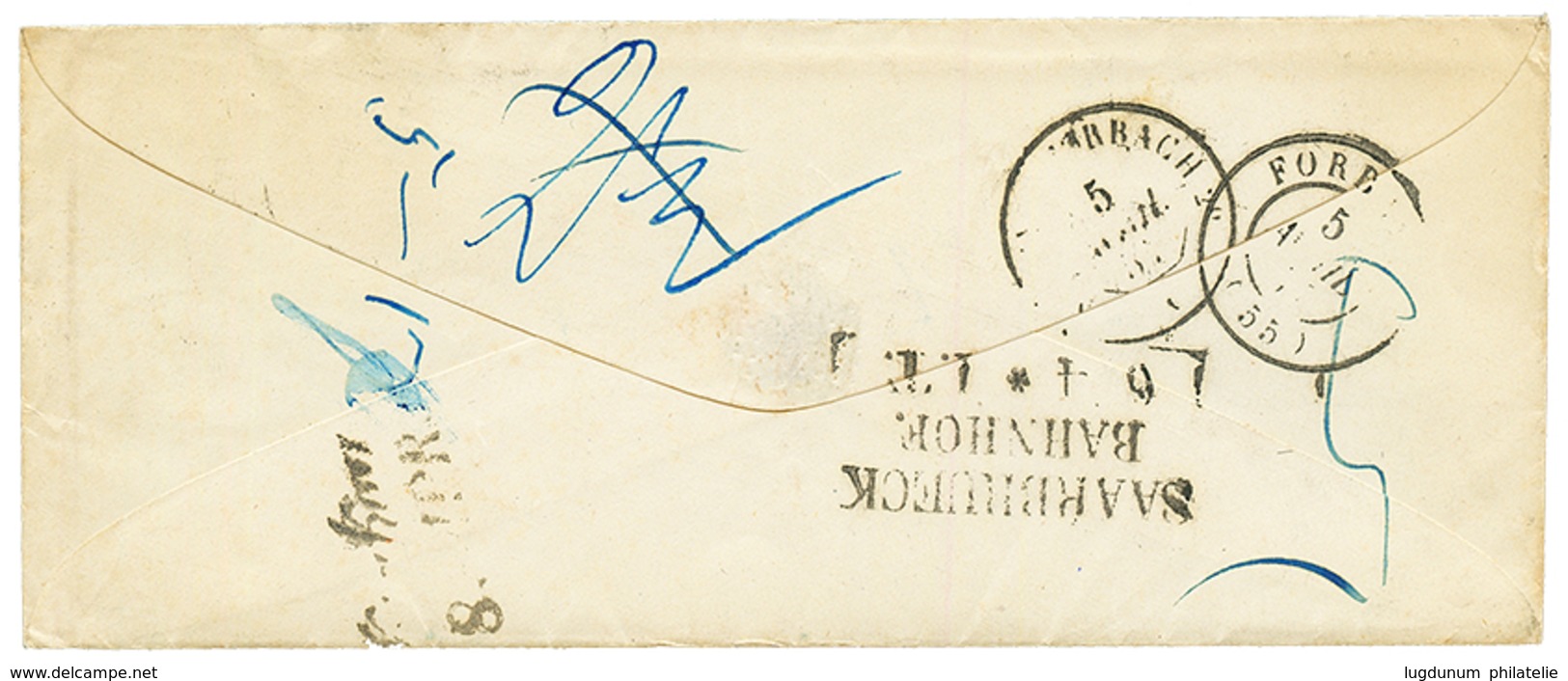 1857 T.15 METZ Sur Envelope Avec Nombreuses Taxes Pour CRACOVIE (POLOGNE). Superbe. - 1849-1876: Periodo Clásico