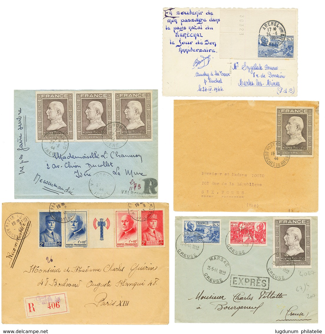 PETAIN : 1943/44 Lot De 5 Lettres Intérésantes. TTB. - Otros & Sin Clasificación