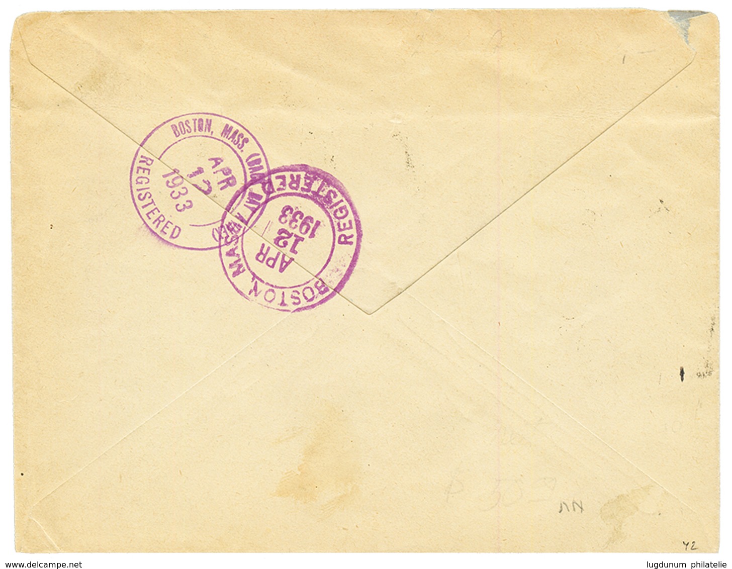 1933 5F SAGE (n°216) Obl. FONTENAY SOUS BOIS Seul Sur Enveloppe RECOMMANDEE Pour BOSTON (USA). Superbe. - Otros & Sin Clasificación