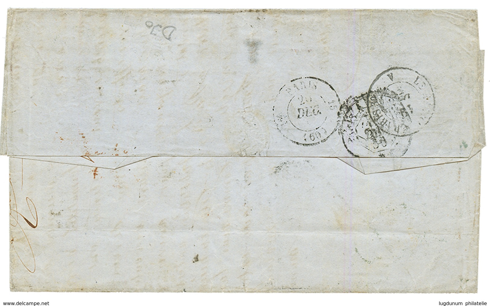 "2F60 Pour La LOUISIANE" : 1855 10c(n°13)x2 + 80c (n°17)x3 Sur Lettre Du HAVRE Via BOSTON Pour NEW ORLEANS. Des Defauts  - 1849-1876: Periodo Clásico