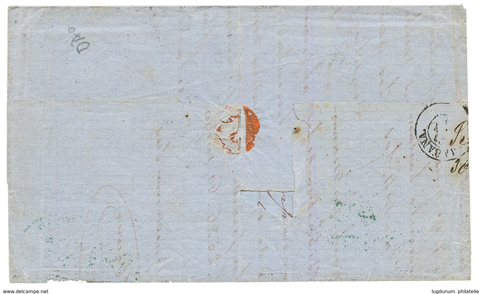 "1F60 Pour CUBA" : 1864 80c(n°24)x2 Sur Lettre De PARIS Pour LA HAVANE (CUBA). Pli Sur Un Timbre. TB. - 1849-1876: Periodo Clásico