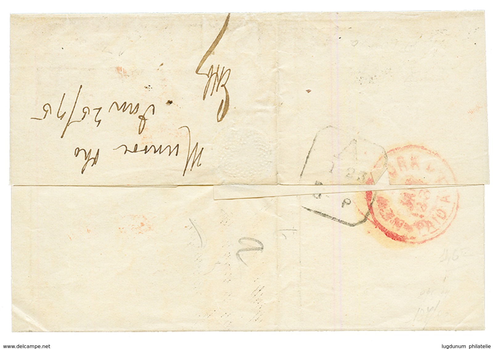 1875 CERES 5c + 15c + 80c Sur Lettre De PARIS Pour NEW YORK (USA). Superbe Tricolore. - 1849-1876: Periodo Classico