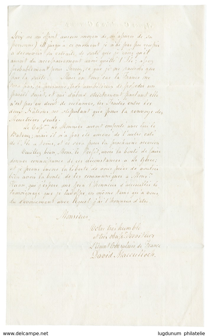 "AGENCE CONSULAIRE à GUERNESEY" : 1826 GRANDE BRETAGNE PAR ST MALO + Mention Manus. "AGENCE CONSULAIRE à GUERNESEY Sur L - Correo Marítimo