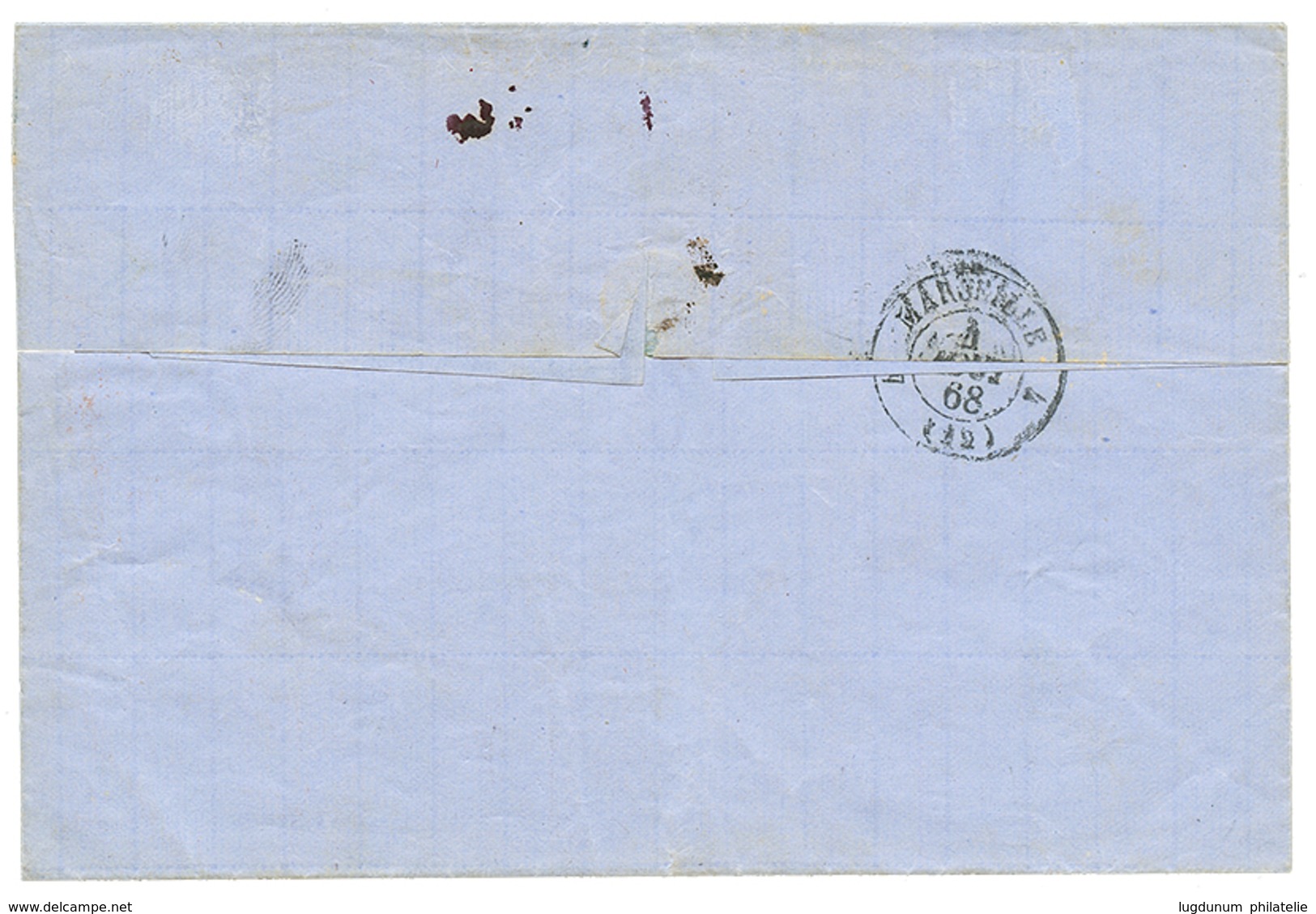 1868 Cachet Rare ALEXANDRETTE PAQ FR X N°5 + Taxe 6 Sur Lettre Pour La FRANCE. Superbe. - Correo Marítimo