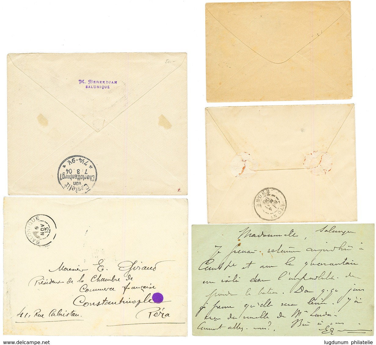 SALONIQUE : 1895/1914 Jolie Lot De 5 Lettres (2 RECOMMANDEES) Dont Cachet échoppé (x2). A Voir. TTB. - Other & Unclassified