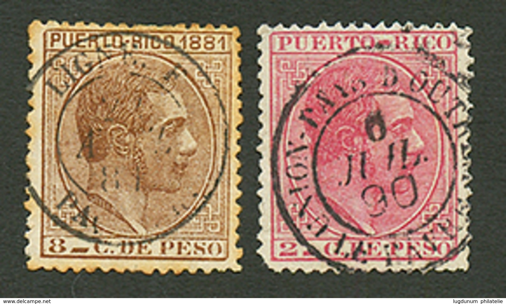 PORTO-RICO : 2c(pd) Obl. UNION PAYS D' OUTREMER PAQ Et 8c Obl. LIGNE F. Rare Sur Timbres De PORTO-RICO. TB. - Other & Unclassified