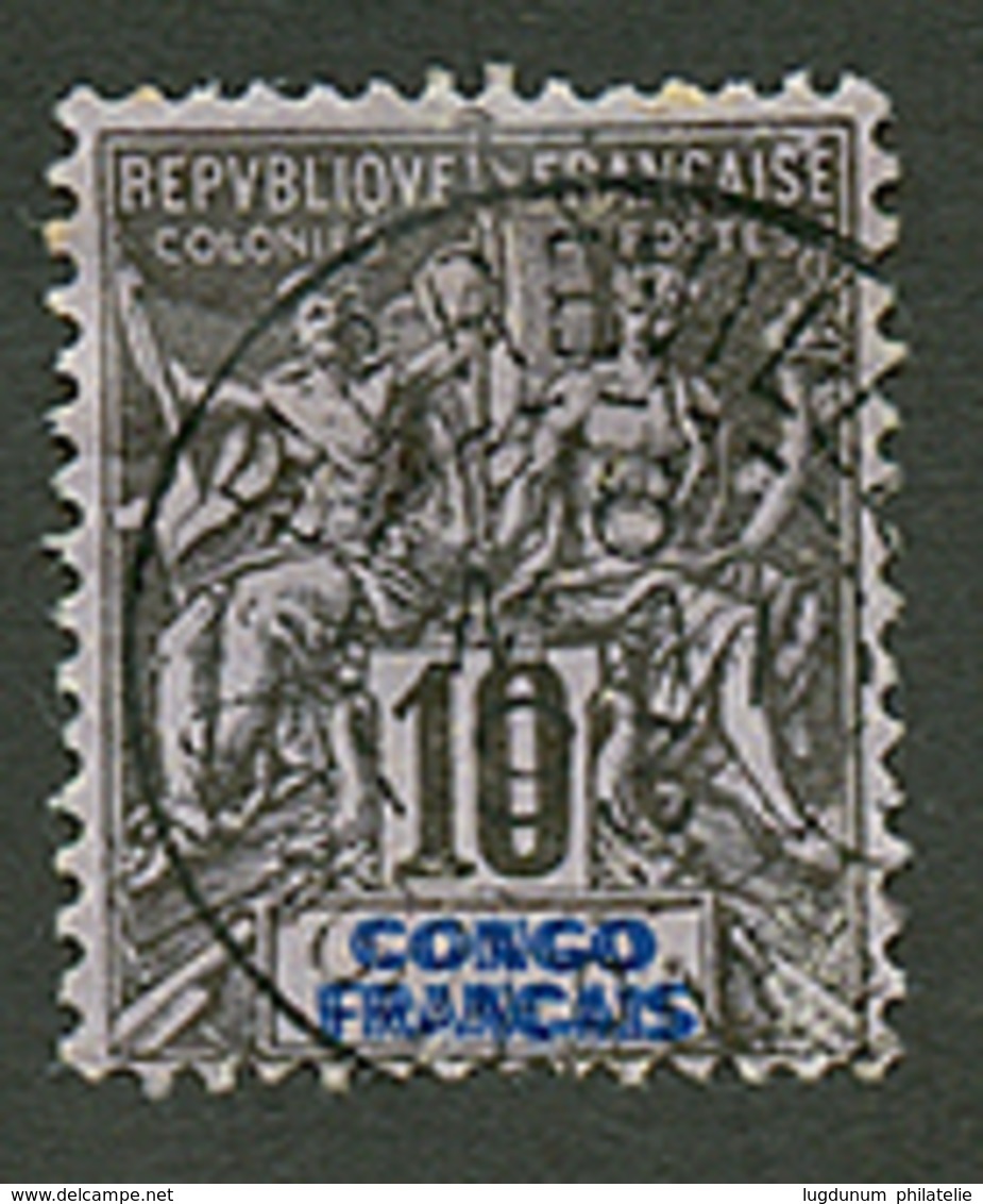 CONGO : 10c (n°16a) Variété "CONGO FRANCAIS En Double" Obl. Cote 800€. Signé SCHELLER. TTB. - Other & Unclassified