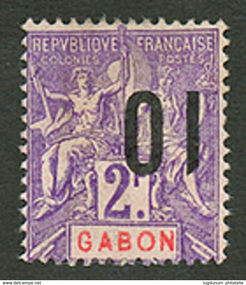 GABON : 01 S/ 2F Surcharge Renversée (n°77a) Neuf (*). Cote 385€. Signé SCHELLER. TB. - Otros & Sin Clasificación