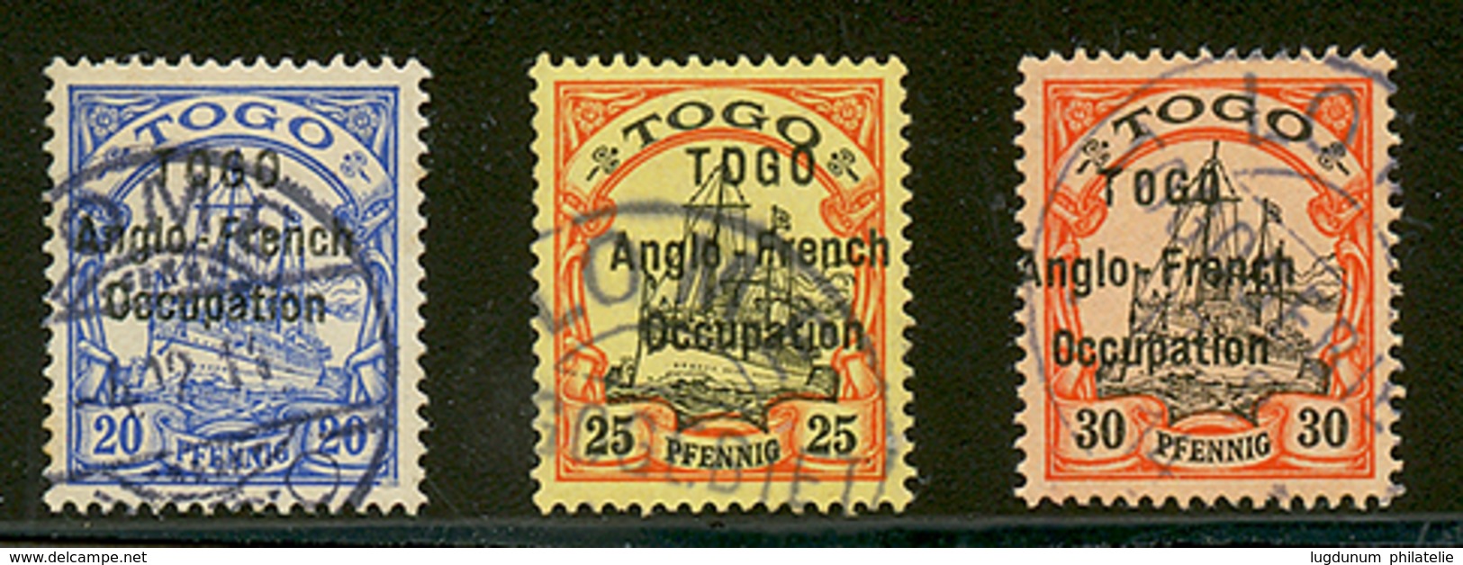 TOGO - ANGLO-FRENCH OCCUPATION : 20pf (n°35) + 25pf (n°36) + 30pf (n°37) Obl. Tous Signés BOTHE Ou LANTELME. TTB. - Other & Unclassified