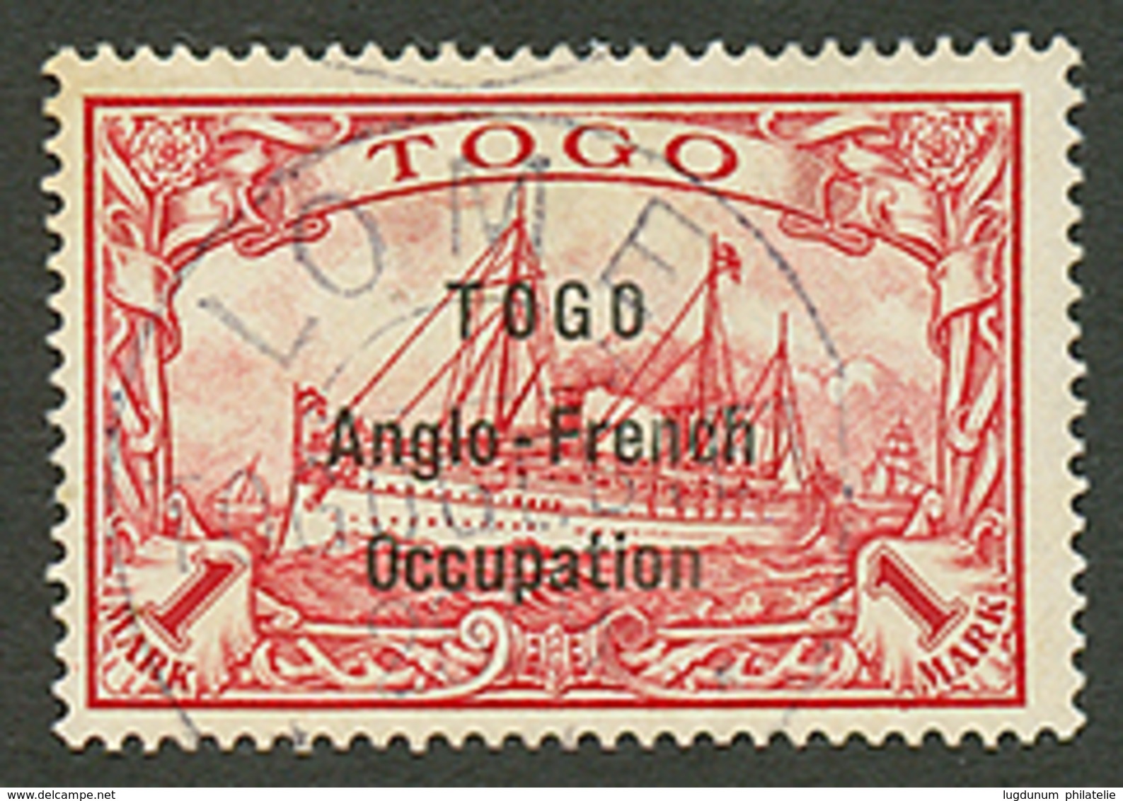 TOGO - ANGLO FRENCH OCCUPATION : 1 MARK ( N°41) Surcharge Espaçée De 3mm Oblitéré. RARE. Cote 5300€. Certificat SCHELLER - Other & Unclassified