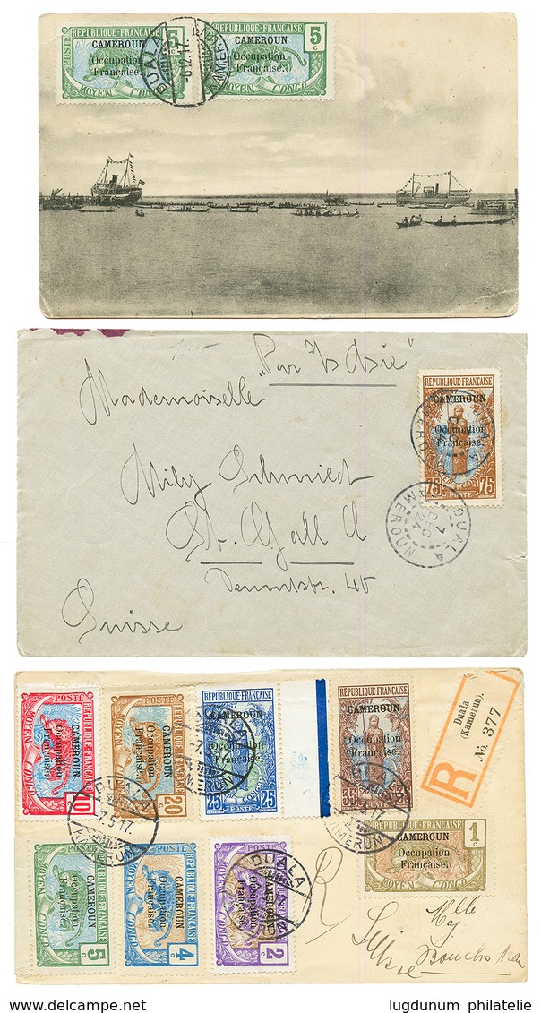 CAMEROUN - Occup. FRANCAISE : 1917/24 Lot 3 Lettres De DUALA Dont Une RECOMMANDEE. TB. - Other & Unclassified