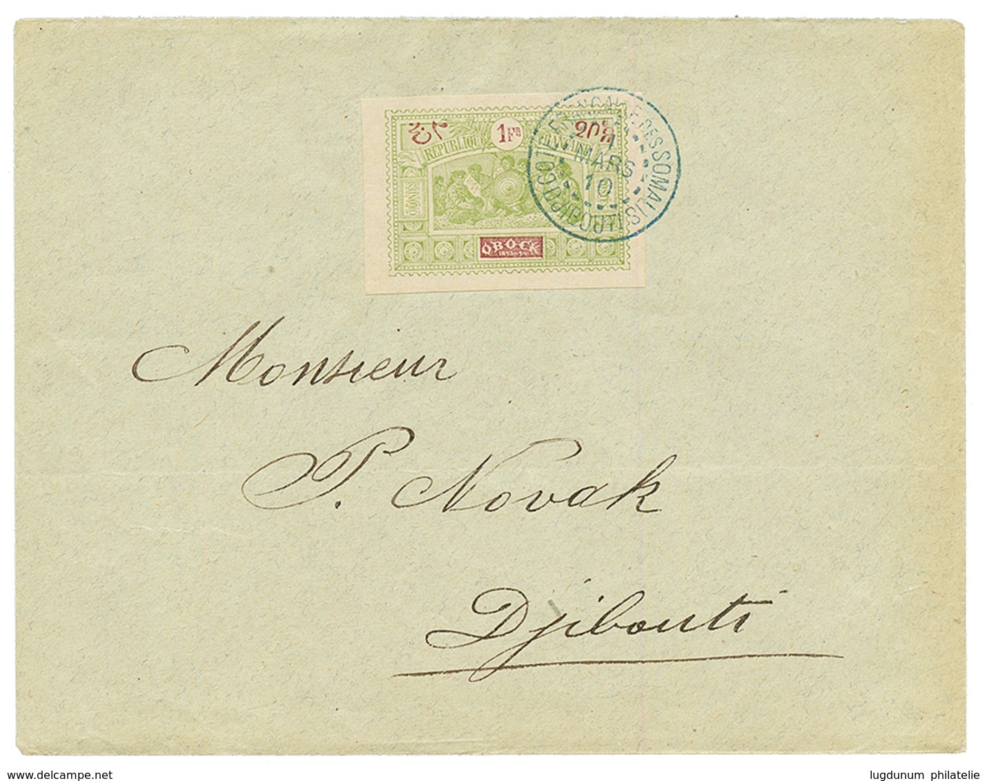 1910 OBOCK 1F (n°59) Obl. COTE FRANCAISE DES SOMALIS DJIBOUTI Sur Enveloppe Loacale. Superbe. - Other & Unclassified