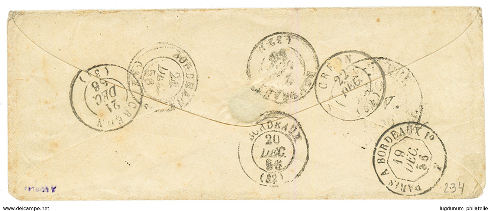 1856 Grand Cachet STe ANNE GUADELOUPE + Taxe 12 Sur Enveloppe Pour La FRANCE. Superbe. - Other & Unclassified