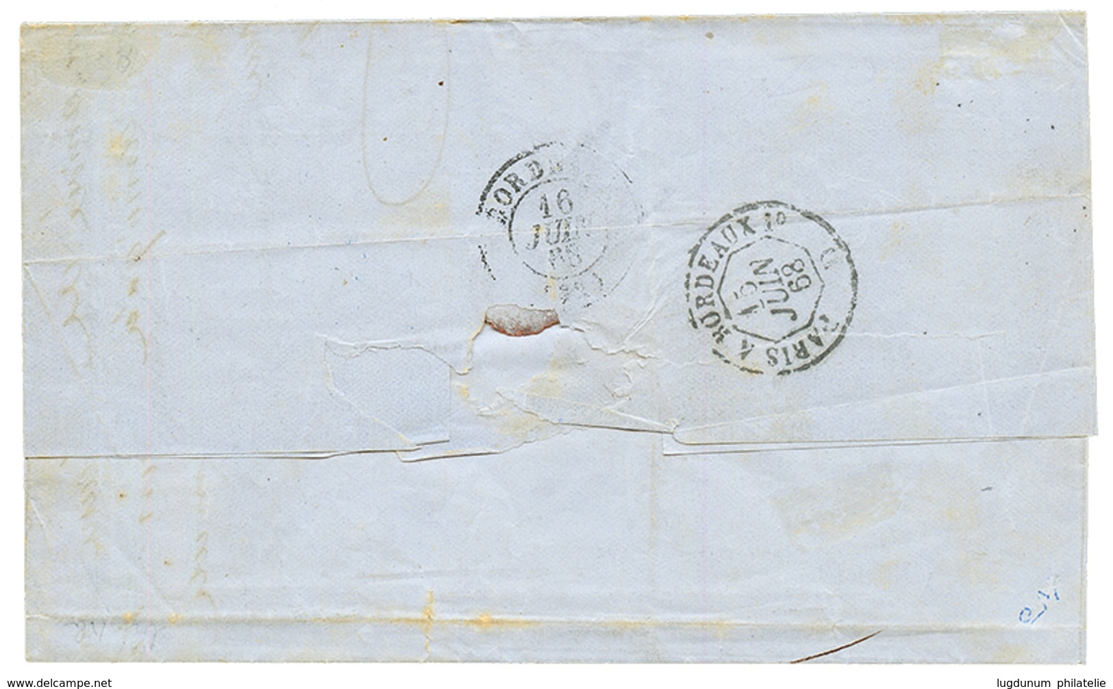 1868 AIGLE 10c + 20c Bande De 3 TTB Margée Sur Lettre (pd) Pour La FRANCE. TB. - Otros & Sin Clasificación