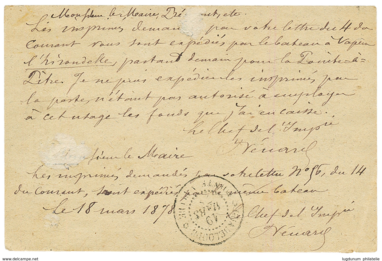 1878 CG 10c CERES Obl. GUADELOUPE BASSE-TERRE Sur CARTE PRECURSEUR Pour GRAND-BOURG. TB. - Other & Unclassified