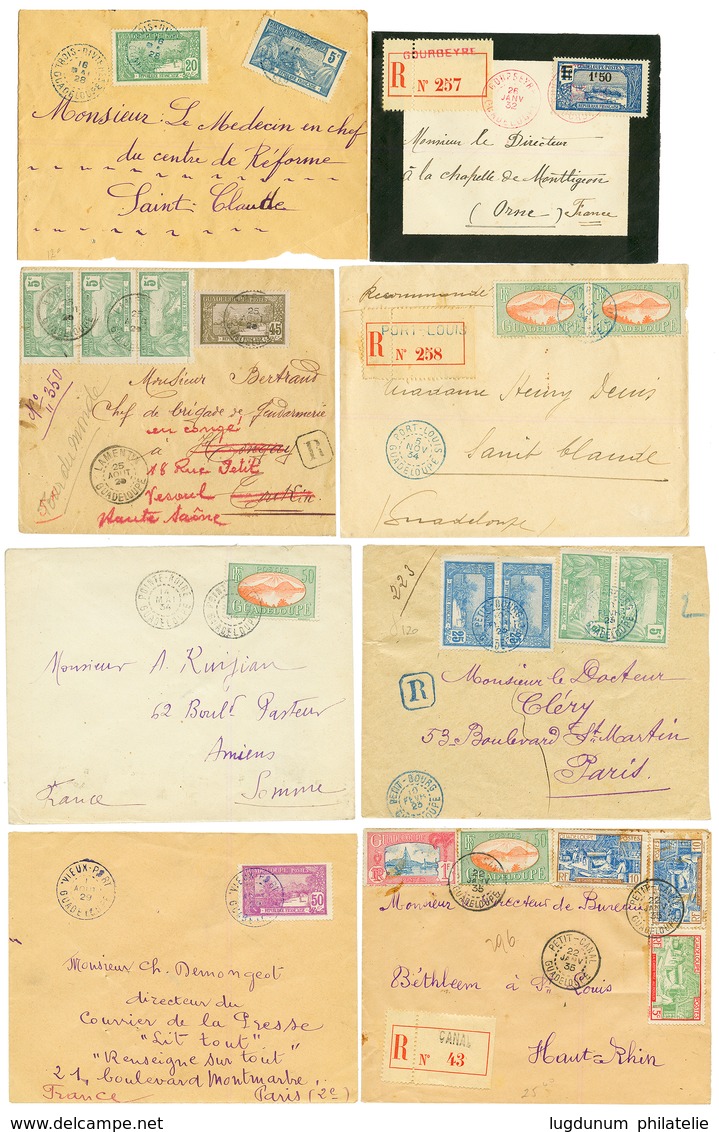 1923/35 GUADELOUPE Lot 8 Lettres Bureaux Secondaires Dont Trés Rare Bureau VIEUX-FORT. TB. - Otros & Sin Clasificación