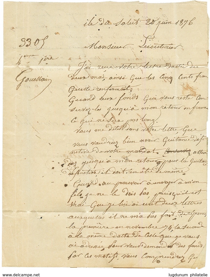 "Bagnard Interné à L' ILE Du SALUT" : 1876 CORR D' ARMEES LIG. A PAQ FR N°2 + Taxe 40 D.T Sur Lettre Avec Texte Daté "IL - Andere & Zonder Classificatie