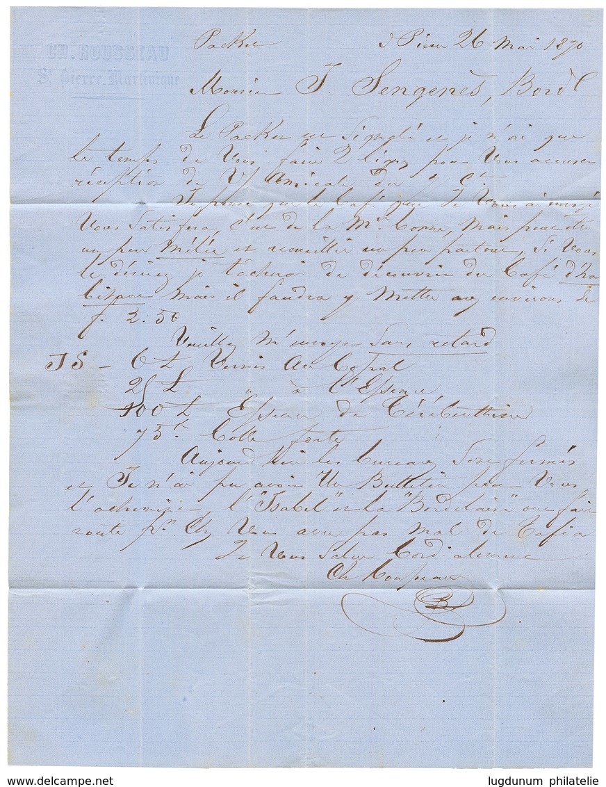 1870 GB/1F60c + "OFFICE BRITANNIQUE" Manuscrit + Cachet Anglais MARTINIQUE (verso) Sur Lettre De ST PIERRE Pour La FRANC - Other & Unclassified