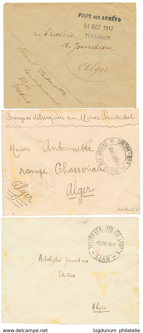 MAROC : 1913/17 Lot De 3 Lettres Avec Cachets Militaires POSTE AUX ARMEES (LIAS, BER-BECHARD, TIMHADIT). TTB - Otros & Sin Clasificación