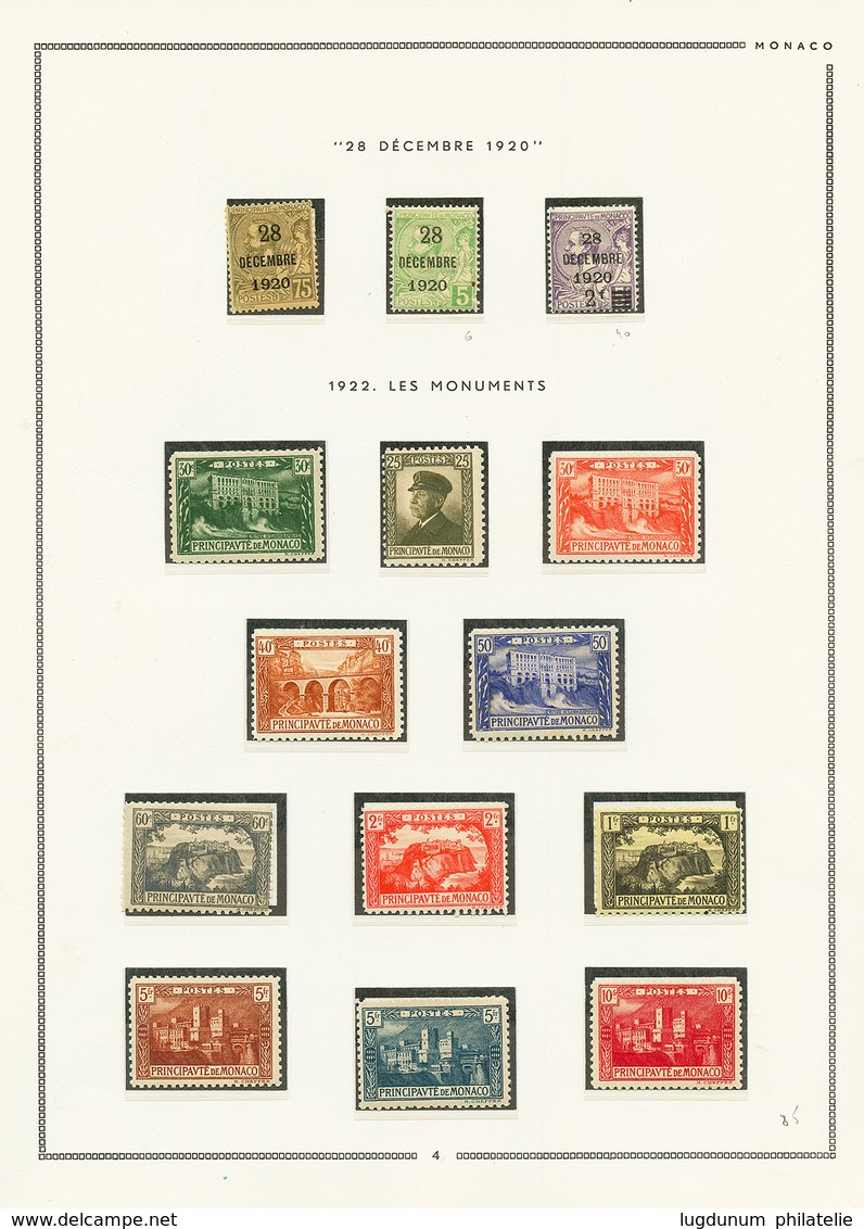 MONACO - Superbe Collection 1885-1940 Neuf *. Cote 6900€. TTB. - Other & Unclassified