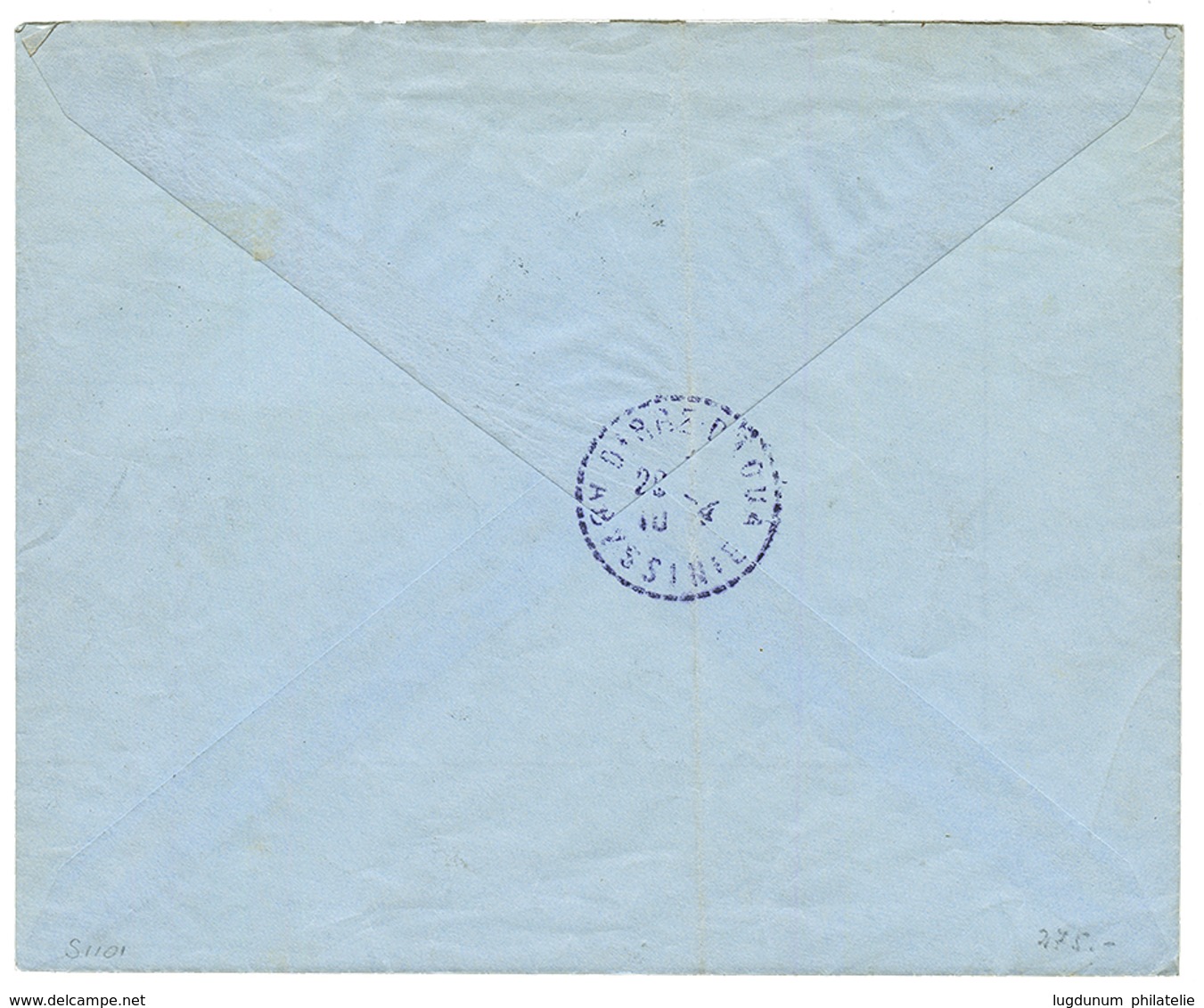 1910 5F (n°46) Obl. DJIBOUTI Sur Enveloppe RECOMMANDEE Pour L' ABYSINIE. Timbre Rare Sur Lettre (cote Détaché = 150€). S - Otros & Sin Clasificación