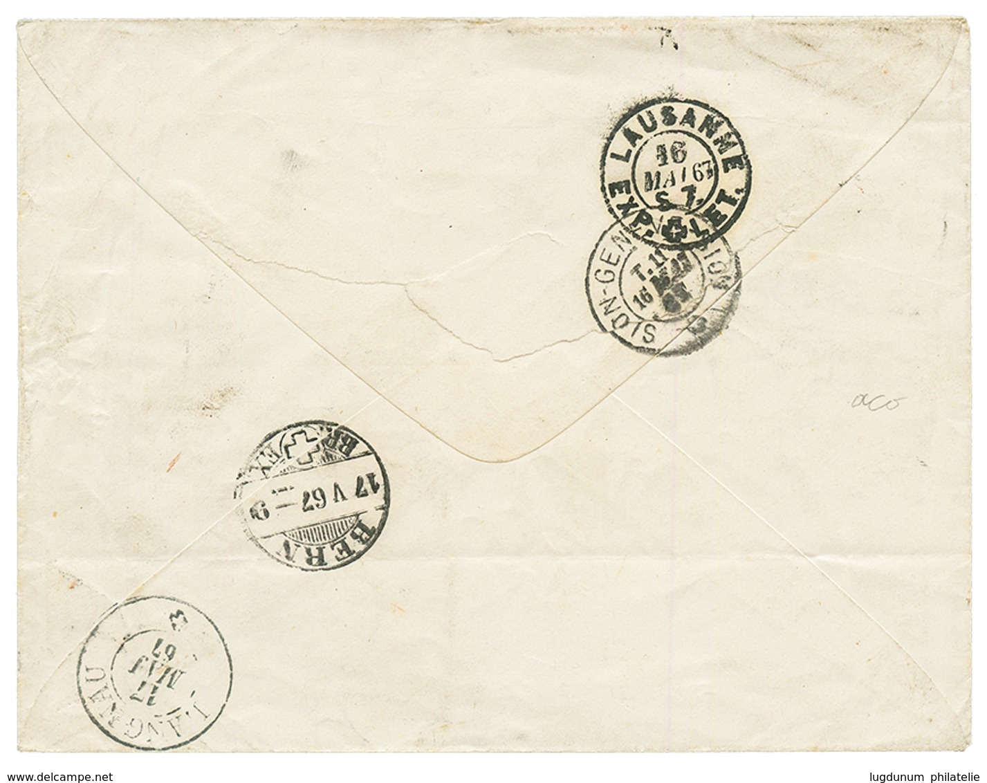 "1F20 Pour La SUISSE" : 1867 40c AIGLE (x3) Sur Lettre De ST DENIS Pour BERNE (SUISS). Signé BRUN. TB. - Other & Unclassified