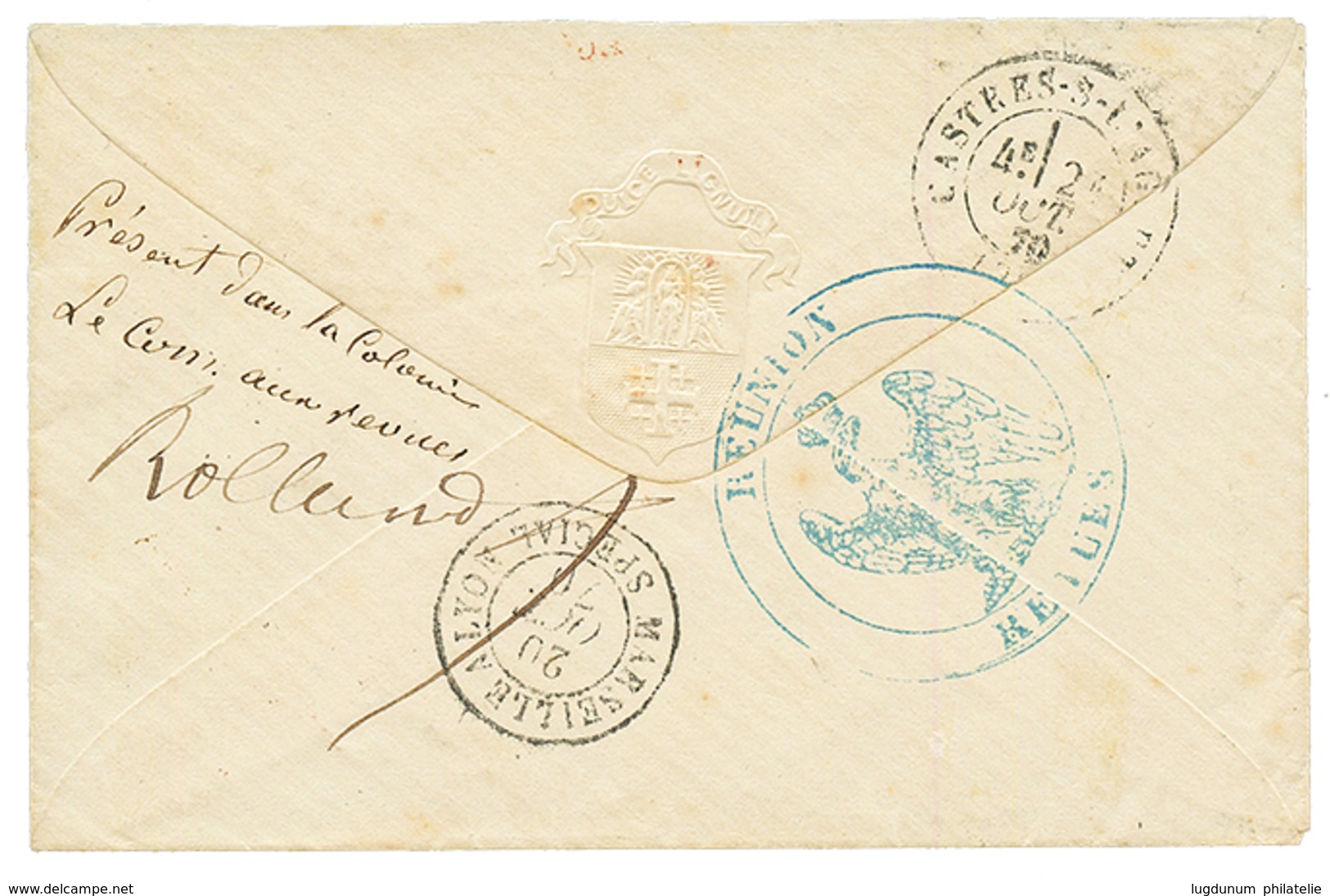 1870 20c AIGLE TTB Margé + CORR. D' ARMEES ST DENIS Sur Lettre Pour La FRANCE. Superbe Qualité. - Other & Unclassified