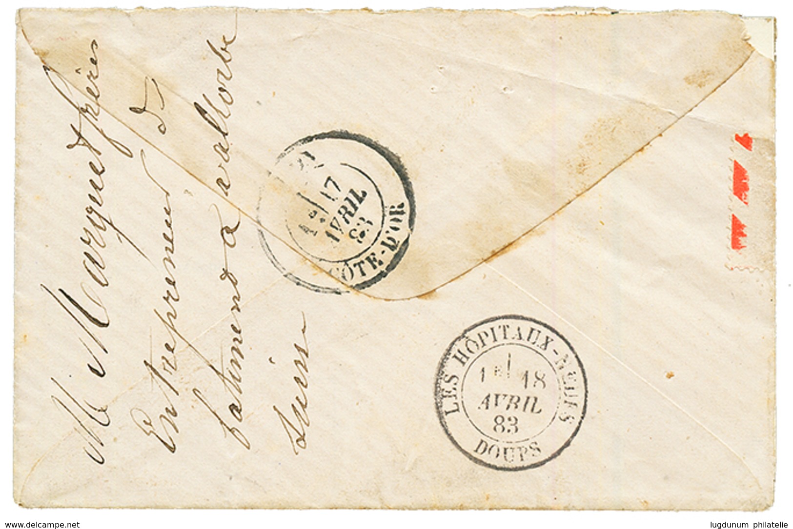 1883 Mixte CG 20c SAGE TTB Margé + 5c ALPHEE DUBOIS Obl. REUNION ST DENIS Sur Enveloppe Pour La FRANCE. Combinaison Rare - Other & Unclassified