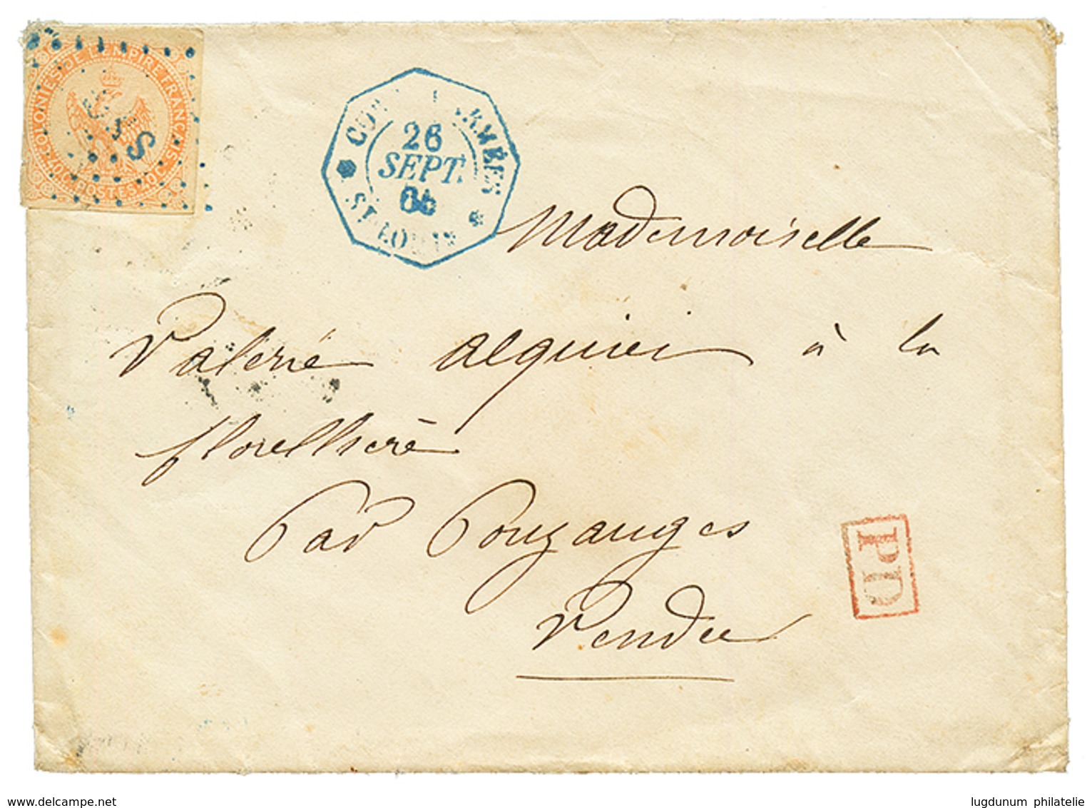 "Double PORT TARIF MILITAIRE" : 1865 40c AIGLE Obl. SNG + CORR. D' ARMEES ST LOUIS Sur Enveloppe Pour La FRANCE. Rare Do - Autres & Non Classés